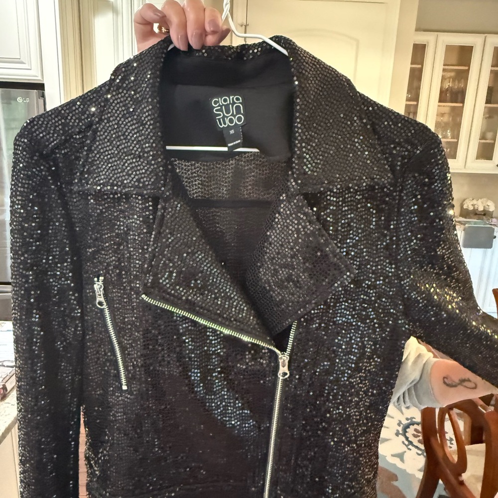 Clara Sunwoo Black Sequin Blazer